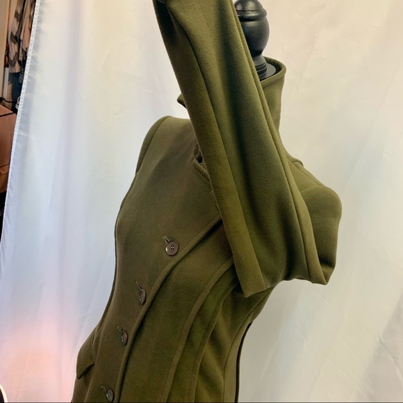 BCBG Maxazria Murdock Olive Green High Neck Military style Coat Size XS - Picture 8 of 13